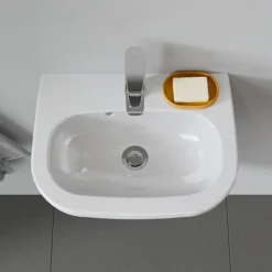 Duravit D-Code 450mm 1TH Handrinse Basin + Semi Pedestal -Bathroom Products Shop 0705450000 d3