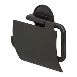Tiger Tune Toilet Roll Holder With Cover - Brushed Black Metal/Black -Bathroom Products Shop 1326638946 d1