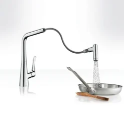 Hansgrohe Metris M71 Single Lever Kitchen Mixer 320 With Pull Out Spray - Stainless Steel -Bathroom Products Shop 14820000 d1 1