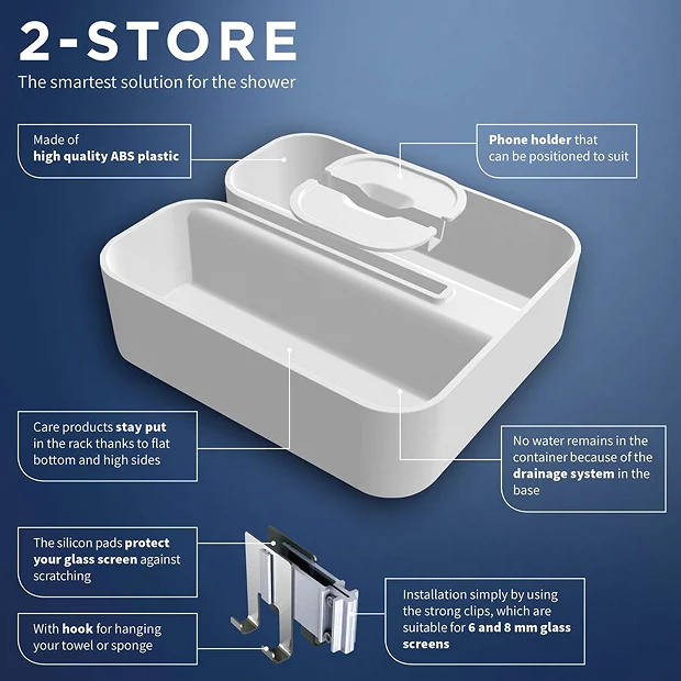 Tiger 2-Store Clip-on Shower Basket - White 3 Tiger 2-Store Clip-on Shower Basket - White - Image 3