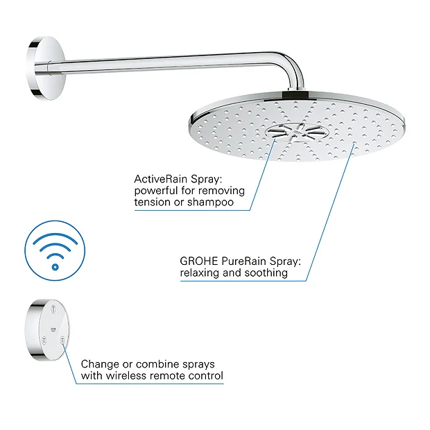 Grohe Rainshower SmartConnect 310 Shower Head & Arm With Wireless Remote 3 Grohe Rainshower SmartConnect 310 Shower Head & Arm With Wireless Remote - Image 3