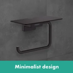 Hansgrohe AddStoris Matt Black Toilet Roll Holder With Shelf -Bathroom Products Shop 41772670 l3