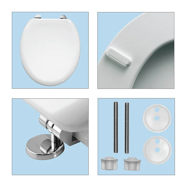 Bemis - Model 5000CP Toilet Seat With Chrome Hinges - White 1 Bemis - Model 5000CP Toilet Seat With Chrome Hinges - White