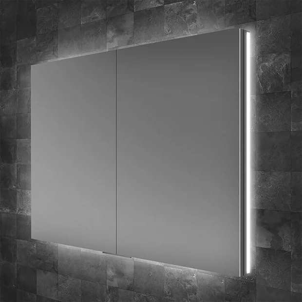 HIB Atrium 80 Semi-Recessed LED Aluminium Mirror Cabinet 2 HIB Atrium 80 Semi-Recessed LED Aluminium Mirror Cabinet - Image 2