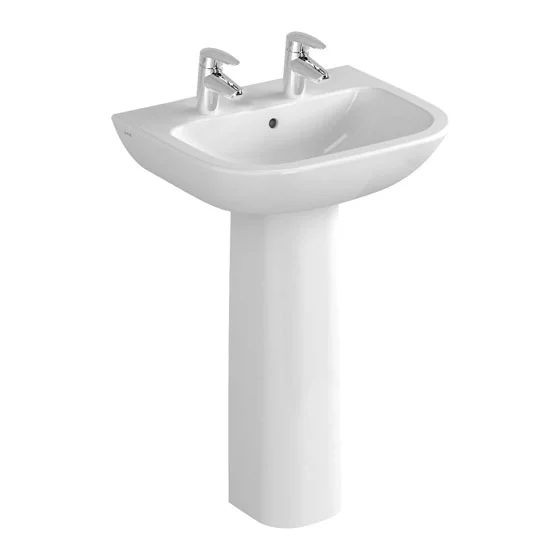 VitrA - S20 Model Washbasin & Pedestal - 2 Tap Hole 2 VitrA - S20 Model Washbasin & Pedestal - 2 Tap Hole - Image 2