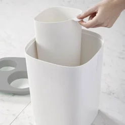 Joseph Joseph Split Bathroom Waste Separation Bin - White/Grey -Bathroom Products Shop 70514 d2
