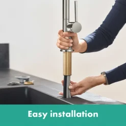 Hansgrohe Talis M54 Single Lever Kitchen Mixer 210 With Pull Out Spray - Stainless Steel -Bathroom Products Shop 72800800 d3