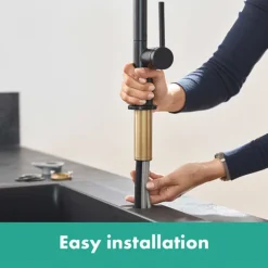 Hansgrohe Talis M54 270 Single Lever Kitchen Mixer With Pull Out Spray - Matt Black -Bathroom Products Shop 72808670 d4