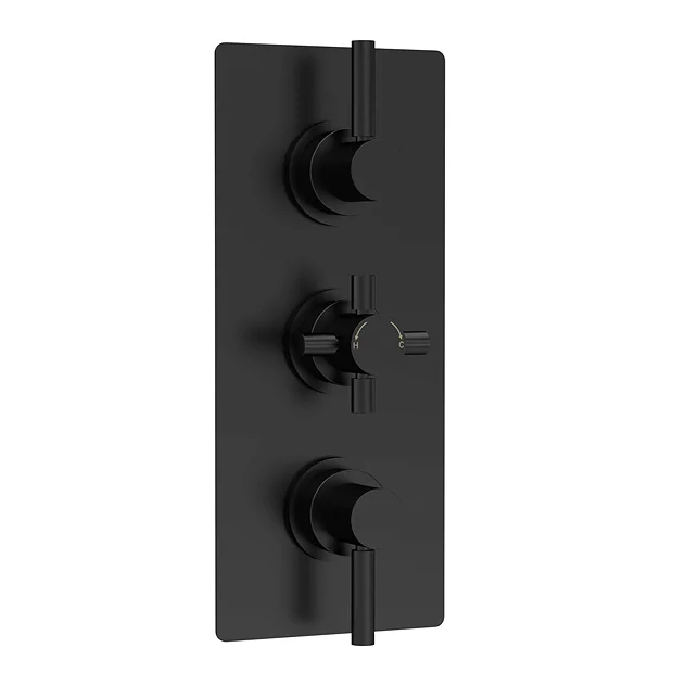 Hudson Reed Tec Pura Plus Concealed Thermostatic Triple Shower Valve With Diverter - Matt Black 1 Hudson Reed Tec Pura Plus Concealed Thermostatic Triple Shower Valve With Diverter - Matt Black