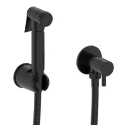 Arezzo Round Douche Shower Spray Kit With Shut-Off Valve Matt Black