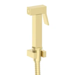 Arezzo Square Douche Shower Spray Kit With Wall Bracket And Hose Brushed Brass