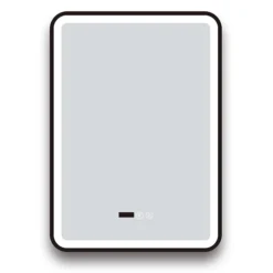 Arezzo Matt Black 500 X 700mm Rectangular LED Illuminated Anti-Fog Bathroom Mirror With Time Display -Bathroom Products Shop arzim01mb d3