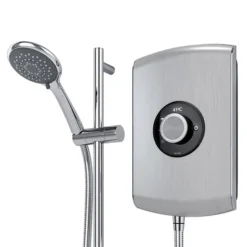 Triton Amore 9.5kW Electric Shower - Brushed Steel -Bathroom Products Shop aspamo8brstl d3
