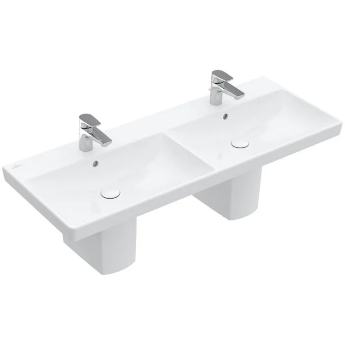 Villeroy & Boch Villeroy And Boch Avento 1200 X 470mm Double Basin + Semi Pedestals 1 Villeroy & Boch Villeroy And Boch Avento 1200 X 470mm Double Basin + Semi Pedestals