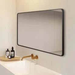 Arezzo Matt Black Framed Bathroom Mirror - 1400 X 700mm -Bathroom Products Shop az147cvmb d2