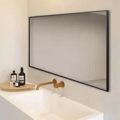 Arezzo Matt Black Square Edge Framed Bathroom Mirror - 1400 X 500mm -Bathroom Products Shop az147mb d2
