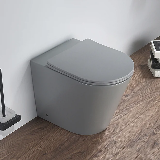 Arezzo Matt Grey Rimless Back To Wall Toilet Incl. Soft Close Seat 2 Arezzo Matt Grey Rimless Back To Wall Toilet Incl. Soft Close Seat - Image 2