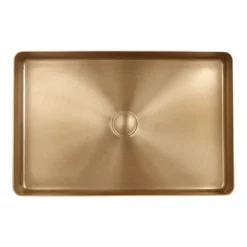 Arezzo Brushed Brass 340 X 520mm Rectangular Stainless Steel Counter Top Basin + Waste -Bathroom Products Shop az3452bb d3