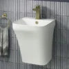 Arezzo Square Matt White Ceramic One Piece Wall Hung Basin 1TH - 365mm Wide