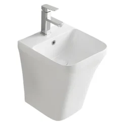 Arezzo Square Matt White Ceramic One Piece Wall Hung Basin 1TH - 365mm Wide -Bathroom Products Shop az5psqmw detail01a