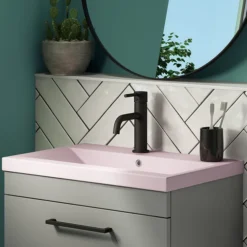 Arezzo 610 X 395mm Matt Pink Rectangular Mid-Edged Inset Basin -Bathroom Products Shop az6rmp d2