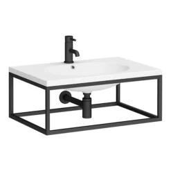 Arezzo 700 Wall Hung Basin With Matt Black Frame + Square Toilet -Bathroom Products Shop az7bfrmsqt d1
