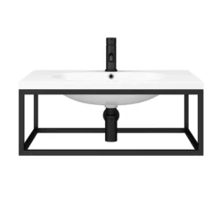 Arezzo 700 Wall Hung Basin With Matt Black Frame + Square Toilet -Bathroom Products Shop az7bkfrmsqtnd1