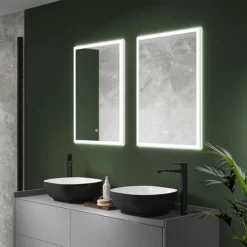 Arezzo 500 X 700mm Recessed LED Illuminated Bathroom Mirror Cabinet With Shaver Socket & Anti-Fog -Bathroom Products Shop az8920mb d1