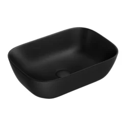 Arezzo 465 X 325mm Matt Black Curved Rectangular Counter Top Basin -Bathroom Products Shop azb465 n d1