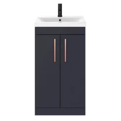 Arezzo 500 Matt Blue Floor Standing Vanity Unit With Rose Gold Handles -Bathroom Products Shop azb5fsvrg d2