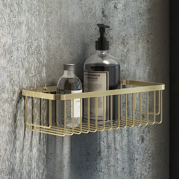 Arezzo Brushed Brass 300mm Wire Shower Basket 2 Arezzo Brushed Brass 300mm Wire Shower Basket - Image 2