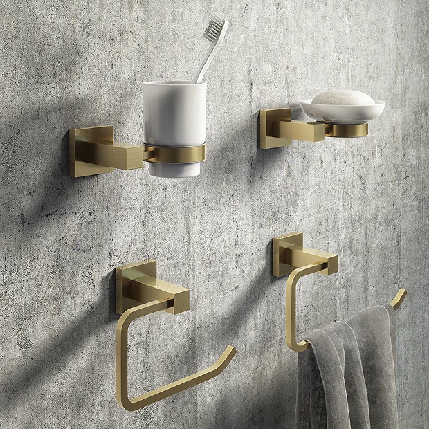 Arezzo Square Brushed Brass 4-Piece Bathroom Accessory Pack 2 Arezzo Square Brushed Brass 4-Piece Bathroom Accessory Pack - Image 2