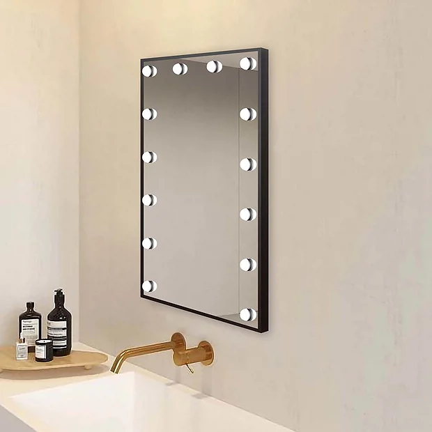Arezzo Bulb Matt Black 500 X 700mm LED Illuminated Mirror With Motion Sensor + Anti-Fog 2 Arezzo Bulb Matt Black 500 X 700mm LED Illuminated Mirror With Motion Sensor + Anti-Fog - Image 2