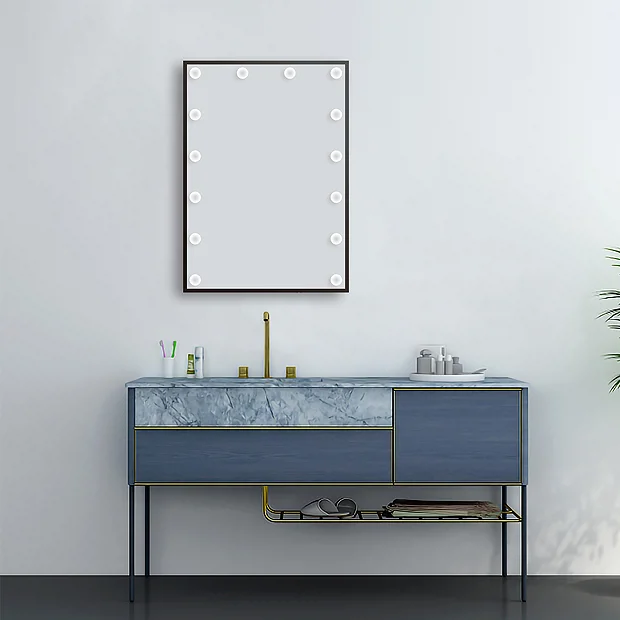 Arezzo Bulb Matt Black 500 X 700mm LED Illuminated Mirror With Motion Sensor + Anti-Fog 5 Arezzo Bulb Matt Black 500 X 700mm LED Illuminated Mirror With Motion Sensor + Anti-Fog - Image 5