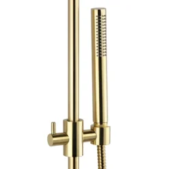 Arezzo Brushed Brass Round Bar Shower Valve Incl. Slide Rail Kit With Pencil Handset -Bathroom Products Shop azbvp80bb d3