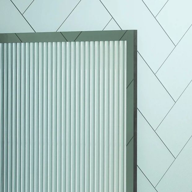 Arezzo Fluted Glass Chrome Framed Urinal Partition 3 Arezzo Fluted Glass Chrome Framed Urinal Partition - Image 3