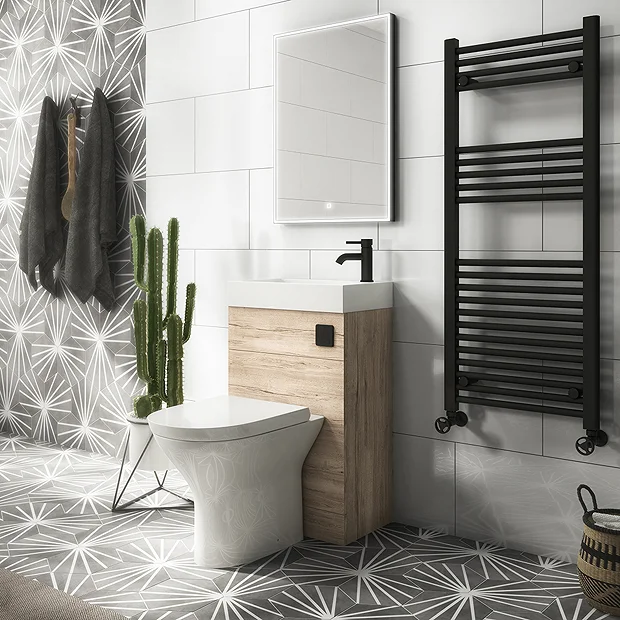 Arezzo Rustic Oak 2-In-1 Wash Basin & Toilet (500mm Wide X 300mm) Incl. Black Flush 2 Arezzo Rustic Oak 2-In-1 Wash Basin & Toilet (500mm Wide X 300mm) Incl. Black Flush - Image 2