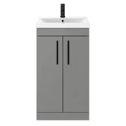 Arezzo 500 Matt Grey Floor Standing Vanity Unit With Matt Black Handles -Bathroom Products Shop azg5fsvbk detail1