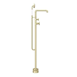 Arezzo Brushed Brass Industrial Style Freestanding Bath Shower Mixer Tap -Bathroom Products Shop azisbb05 n d3