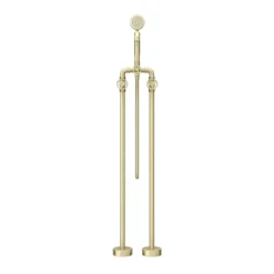 Arezzo Brushed Brass Industrial Style Freestanding Bath Shower Mixer Tap -Bathroom Products Shop azisbb05 n d4