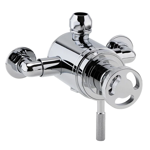Arezzo Chrome Industrial Style Rigid Riser Kit With Diverter + Dual Exposed Shower Valve 4 Arezzo Chrome Industrial Style Rigid Riser Kit With Diverter + Dual Exposed Shower Valve - Image 4