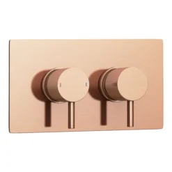 Arezzo Rose Gold Round Modern Twin Concealed Shower Valve With Diverter -Bathroom Products Shop azrgsvdnewd1