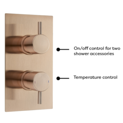 Arezzo Rose Gold Round Modern Twin Concealed Shower Valve With Diverter
