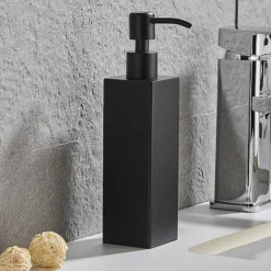 Arezzo Freestanding Square Soap Dispenser Matt Black -Bathroom Products Shop azsq2mbf d2