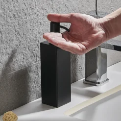 Arezzo Freestanding Square Soap Dispenser Matt Black -Bathroom Products Shop azsq2mbf d3