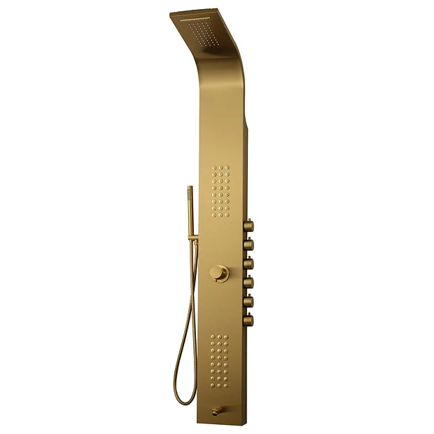 Arezzo Shower Tower Panel - Brushed Brass (Thermostatic) 1 Arezzo Shower Tower Panel - Brushed Brass (Thermostatic)