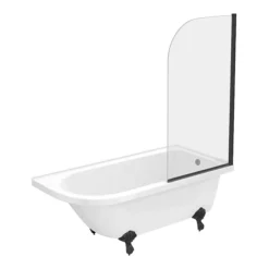 Arezzo Traditional Shower Bath Suite - 1700mm With Matt Black Screen + Leg Set -Bathroom Products Shop aztbs17 d2