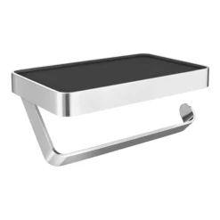 Arezzo Toilet Roll Holder With Shelf - Chrome -Bathroom Products Shop aztrscrd2