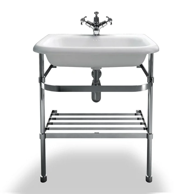 Clearwater - Medium Traditional Roll Top Basin With Stainless Steel Stand - W650 X D470mm 2 Clearwater - Medium Traditional Roll Top Basin With Stainless Steel Stand - W650 X D470mm - Image 2