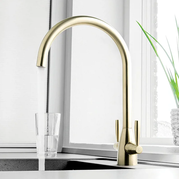JTP Blink Brushed Brass Dual Lever Kitchen Sink Mixer 2 JTP Blink Brushed Brass Dual Lever Kitchen Sink Mixer - Image 2